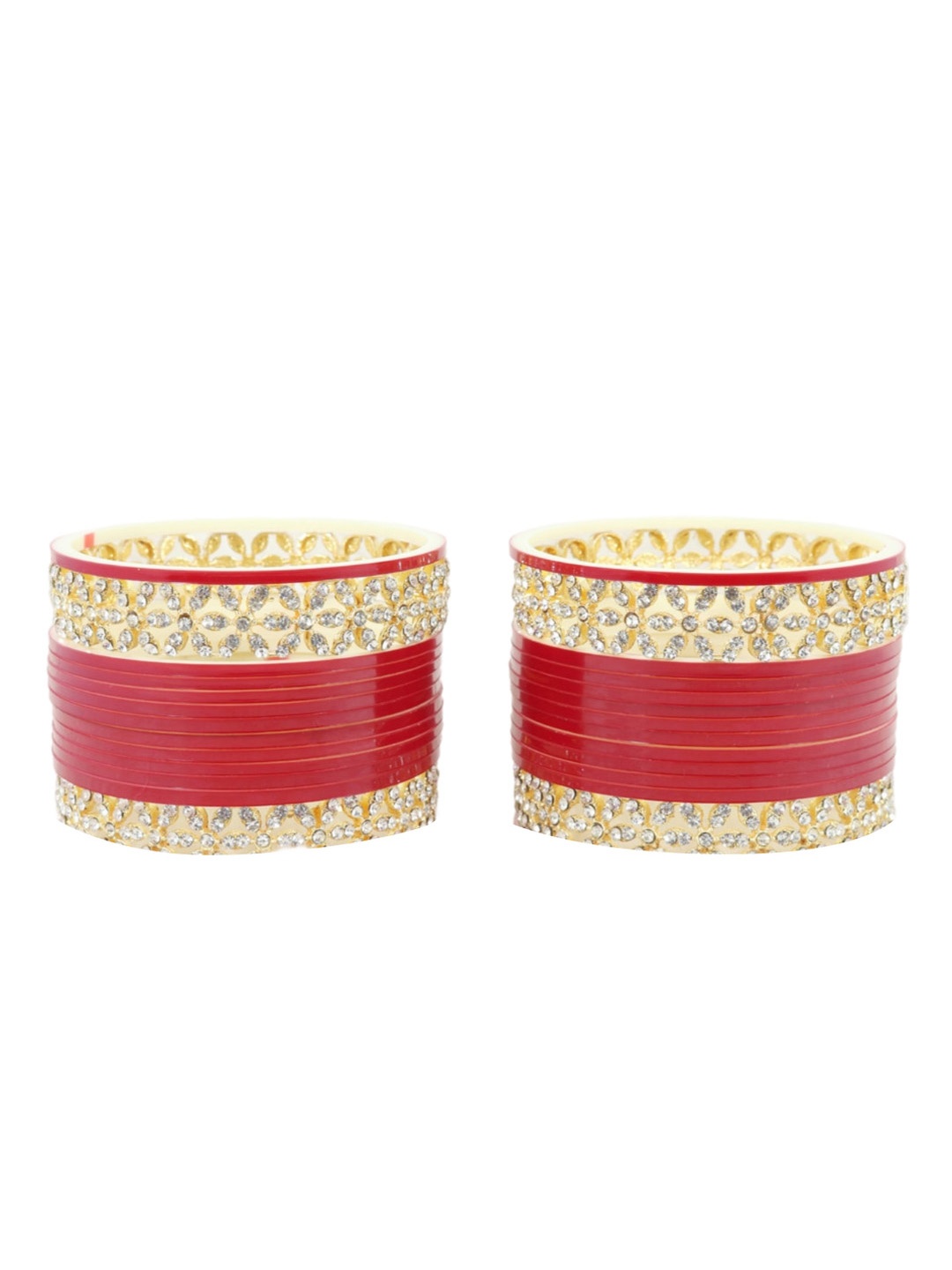 

NMII Set Of 28 Crystals Studded Bangles, Gold