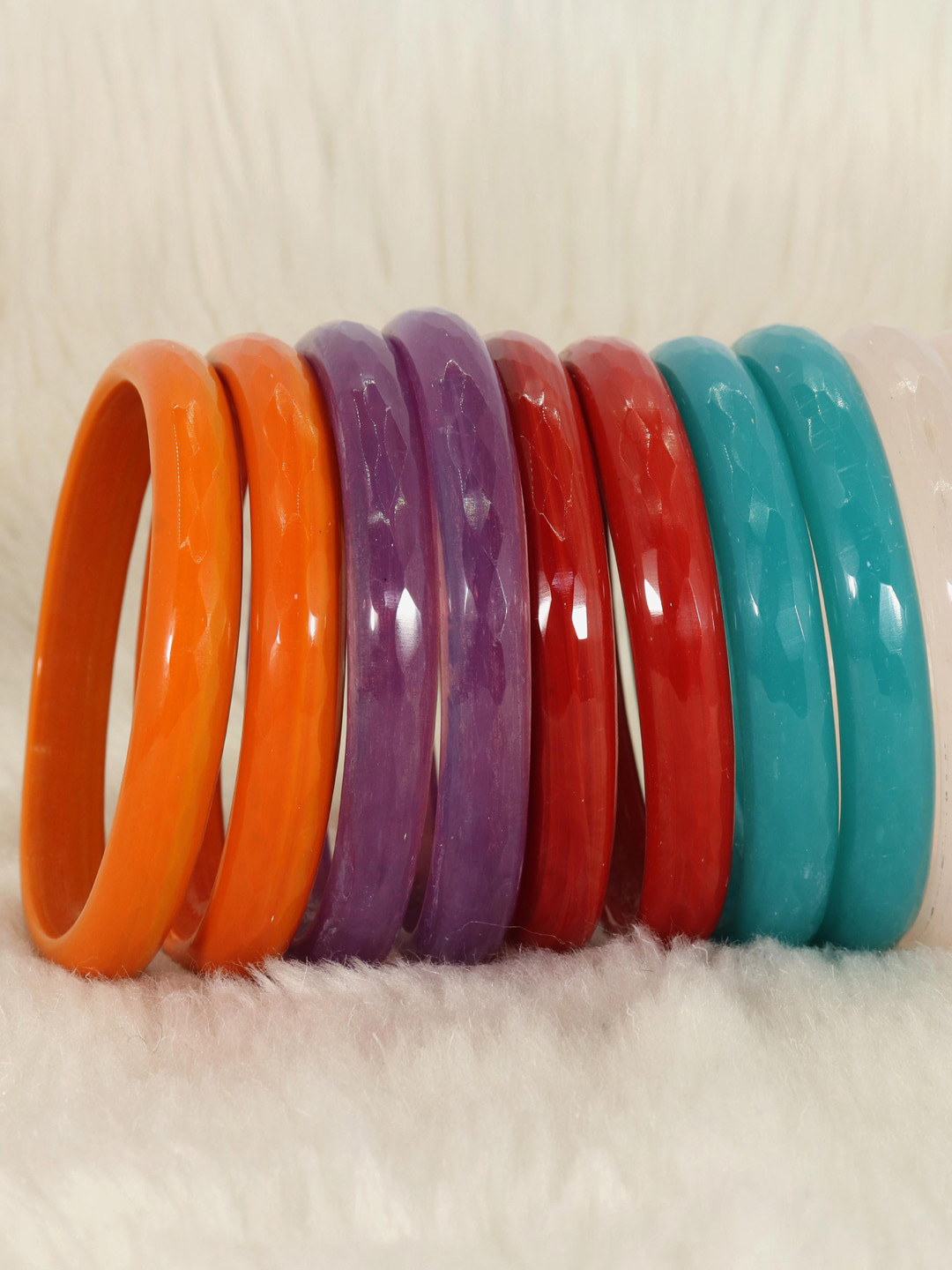 

NMII Set Of 10 Glass Kada Bangles, Red