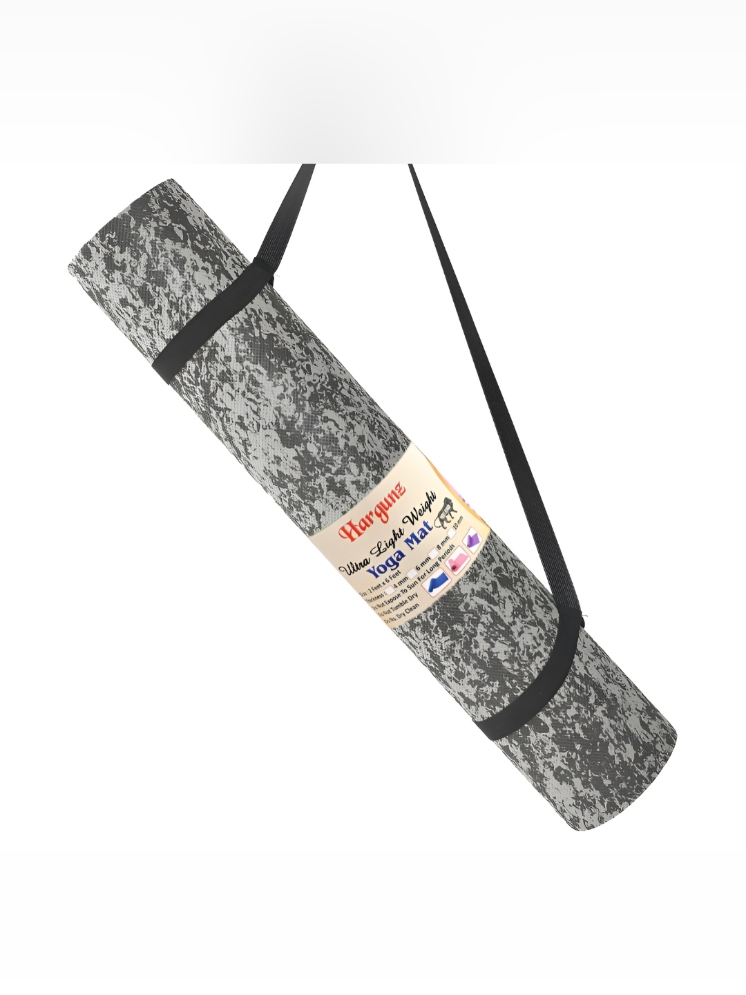 

hargunz Grey Printed Rectangular Anti-Skid Yoga Mat