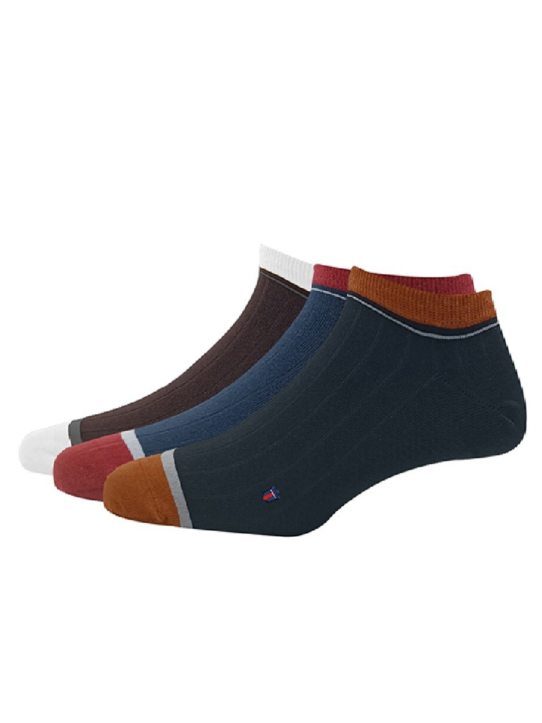 

Louis Philippe Men Pack Of 3 Colourblocked Cotton Ankle-Length Socks, Brown