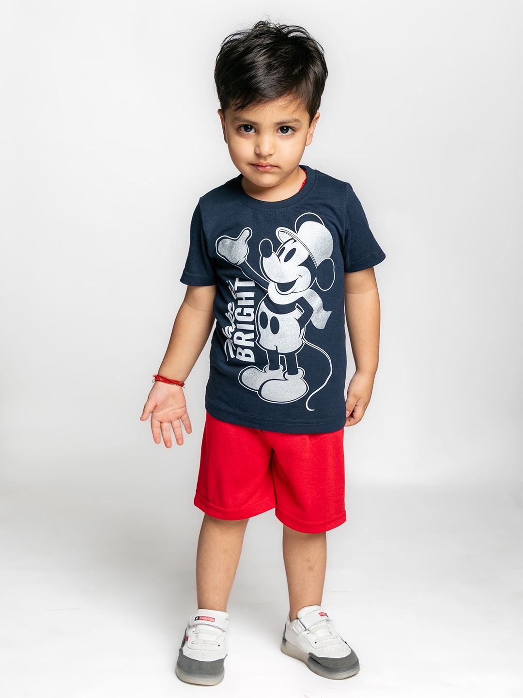 

BAESD Boys Mickey Mouse Printed Pure Cotton T-shirt with Shorts, Navy blue