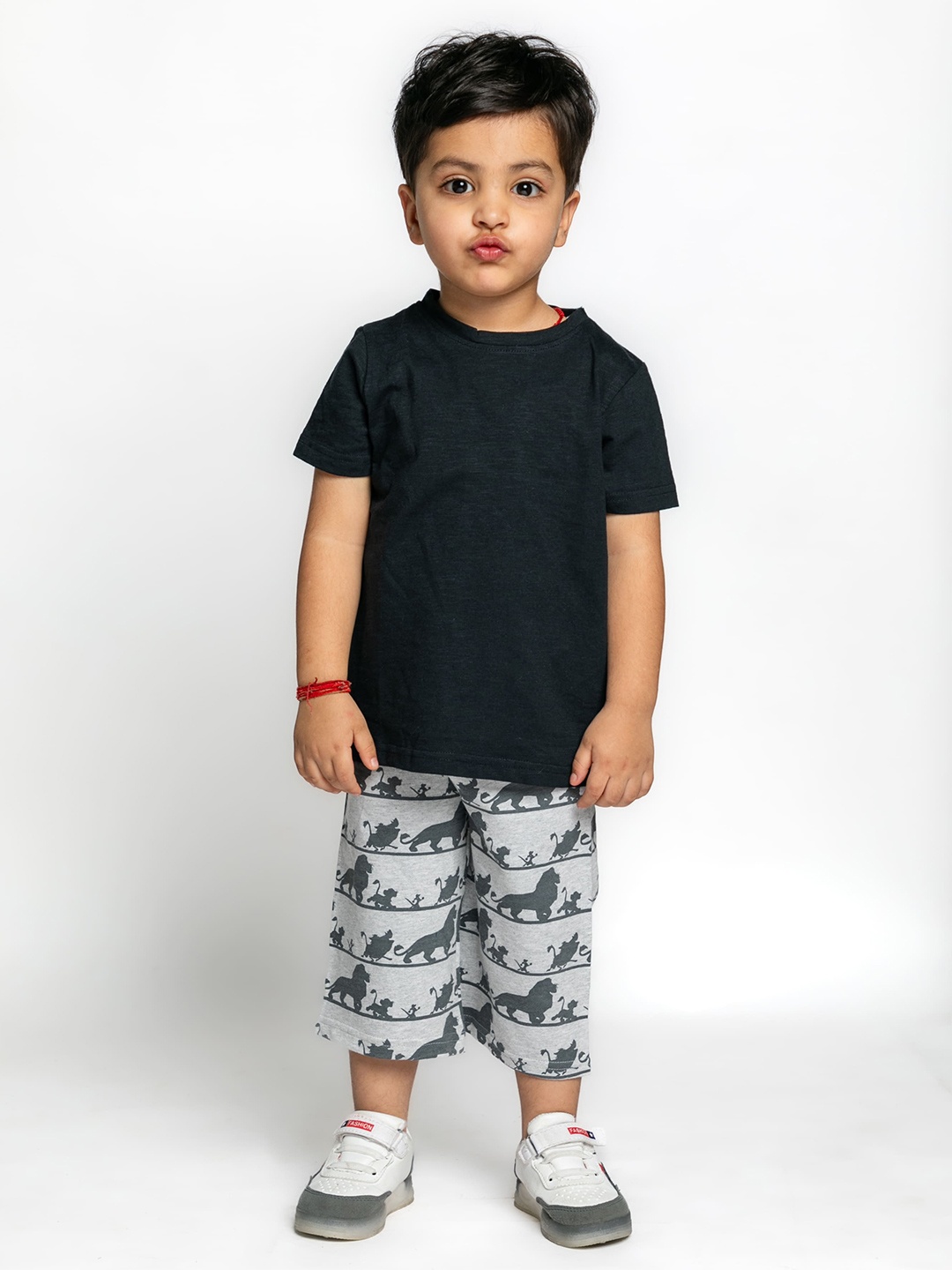 

BAESD Boys Printed Pure Cotton T-shirt with Shorts, Black