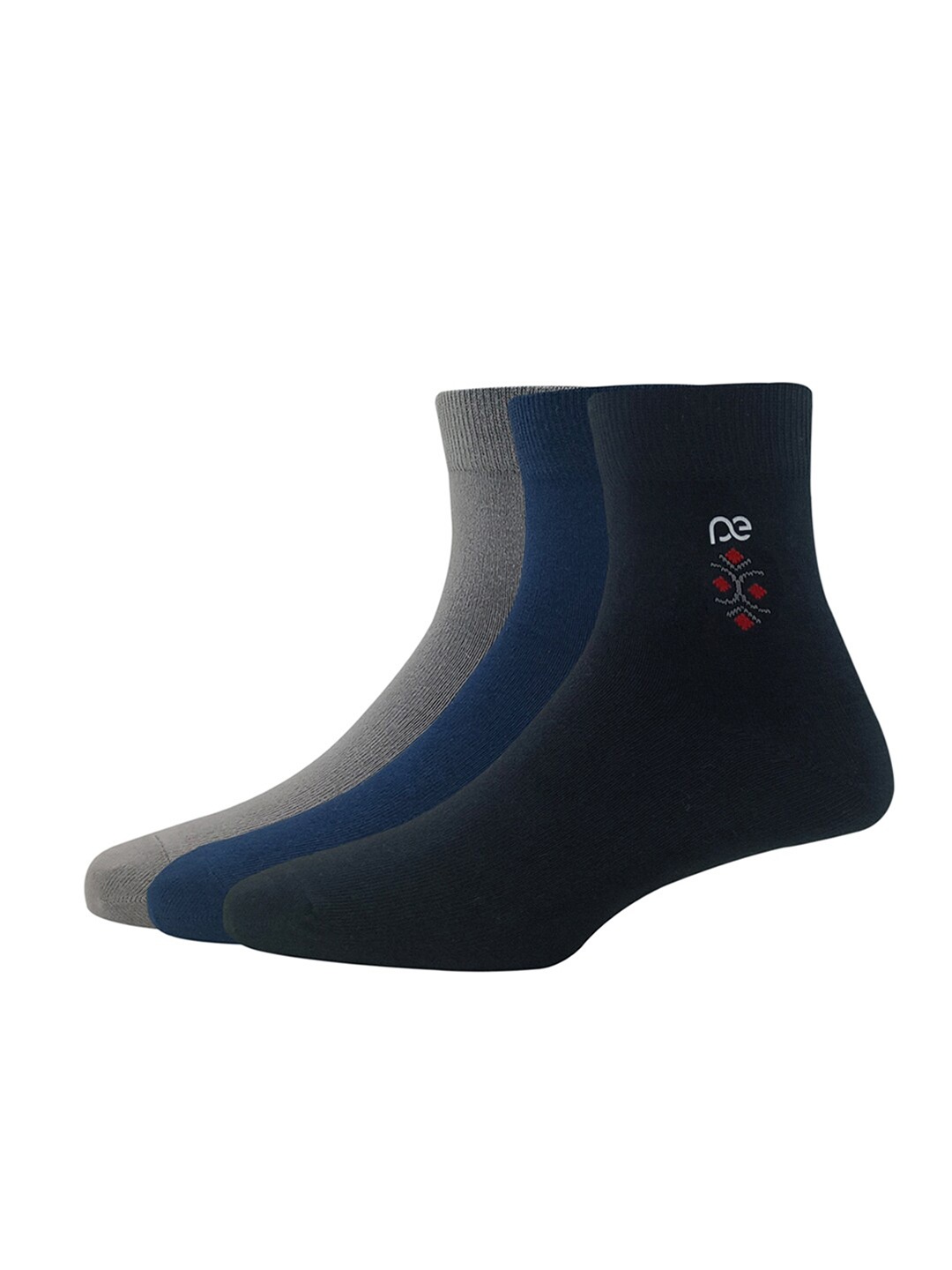 

Peter England Men Pack Of 3 Patterned Cotton Above Ankle-Length Socks, Grey