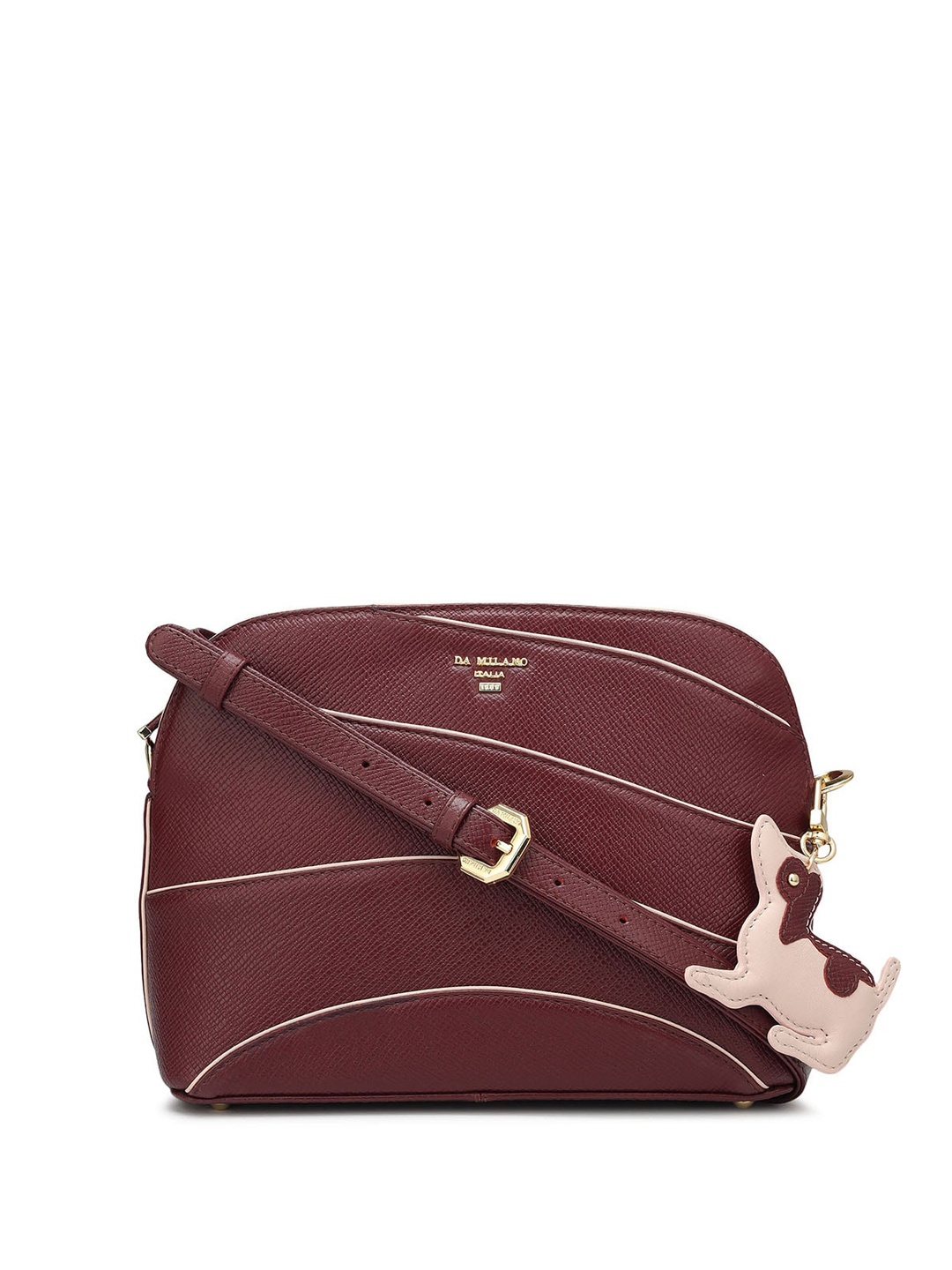 

Da Milano Leather Structured Sling Bag, Burgundy