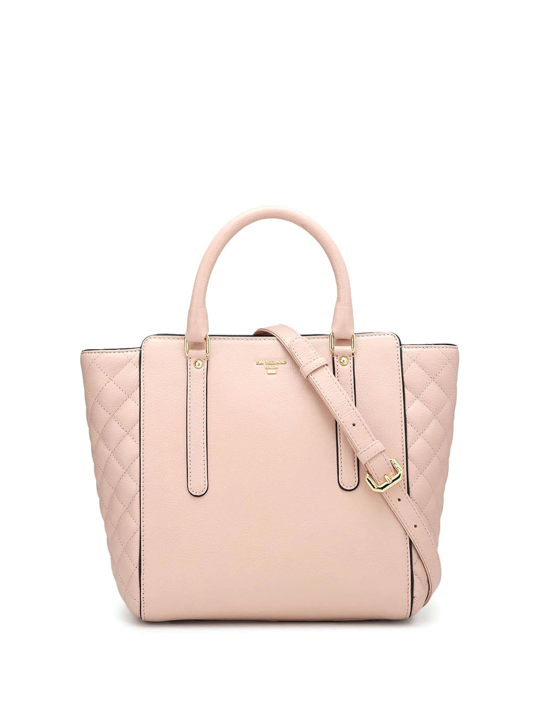 

Da Milano Textured Quilted Structured Leather Handheld Bag, Pink