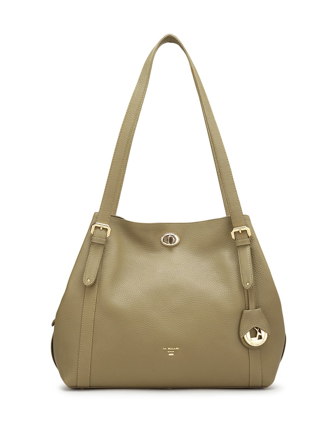 

Da Milano Textured Leather Structured Shoulder Bag, Olive