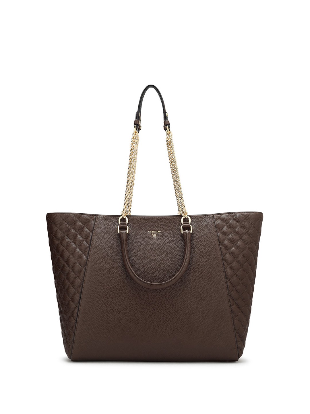 

Da Milano Textured Leather Structured Quilted Shoulder Bag, Brown
