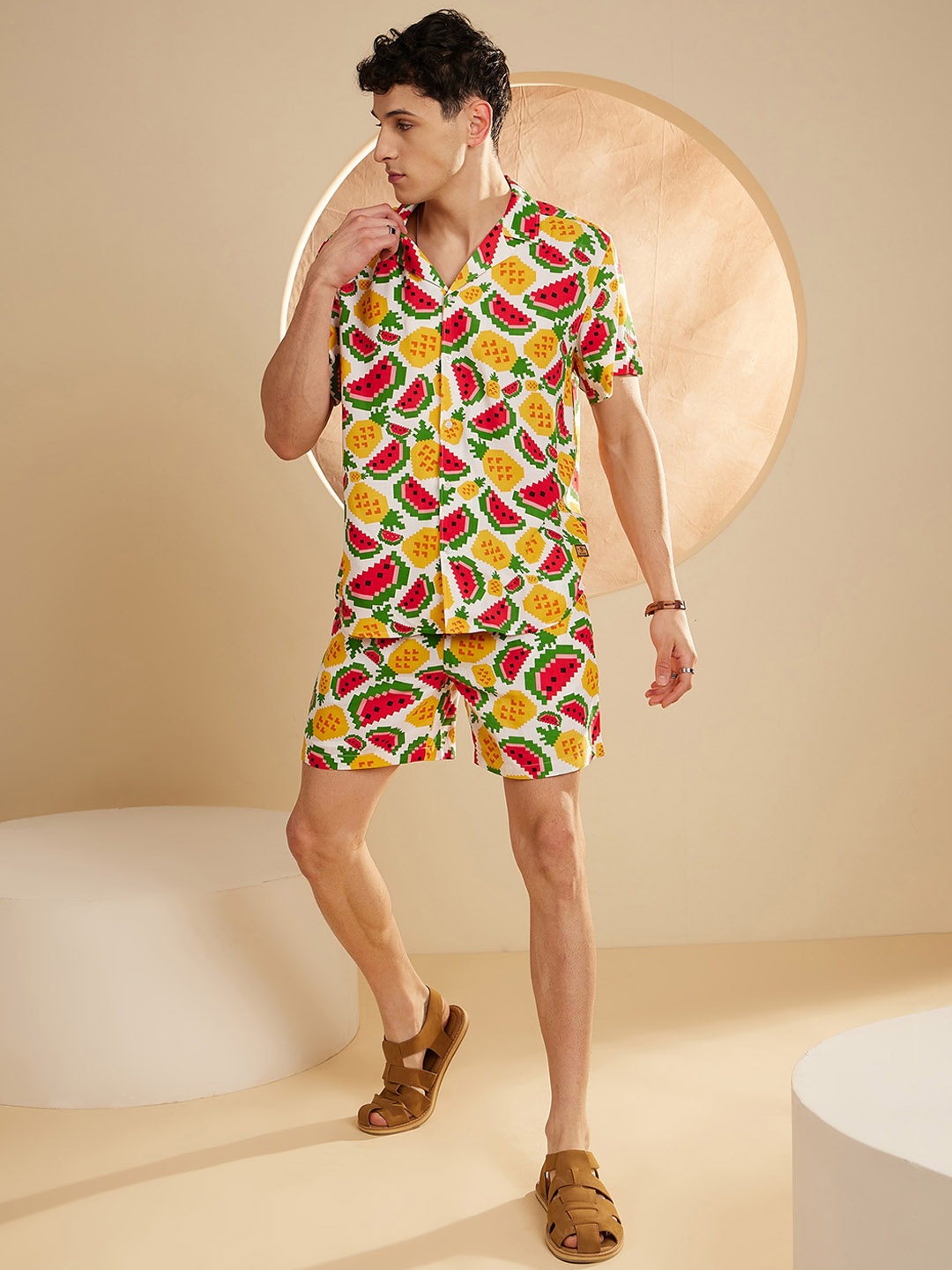 

DENNISON The Vacay Mode Printed Shirt & Shorts, White