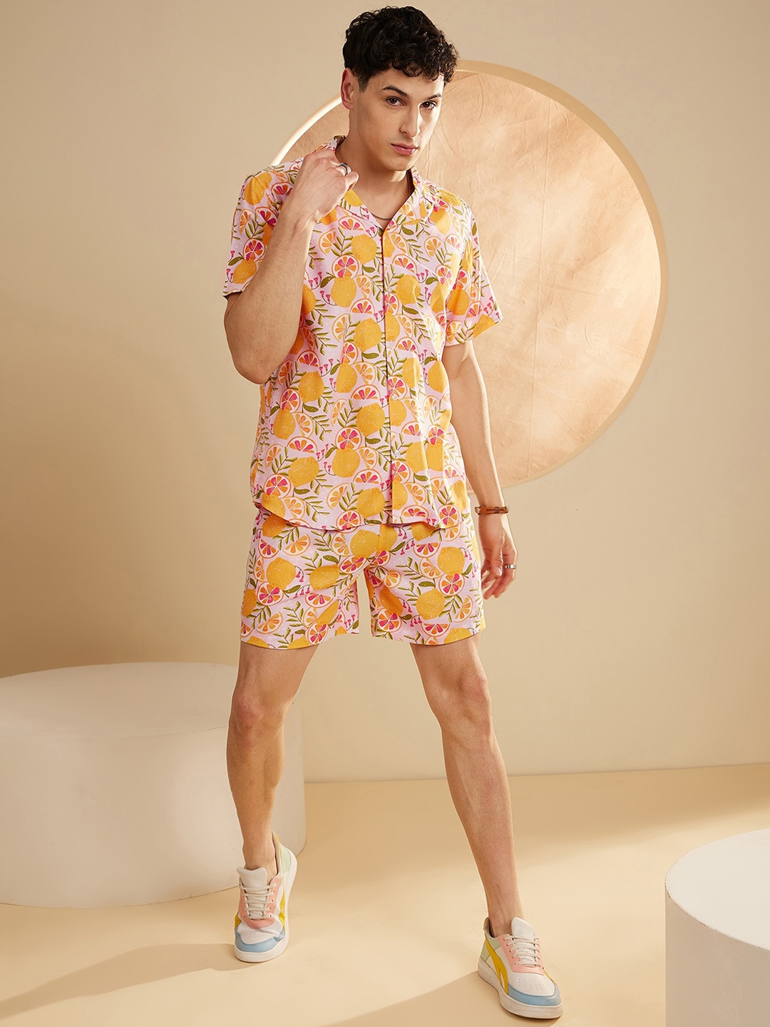 

DENNISON The Vacay Mode Graphic Printed Shirt With Shorts, Pink