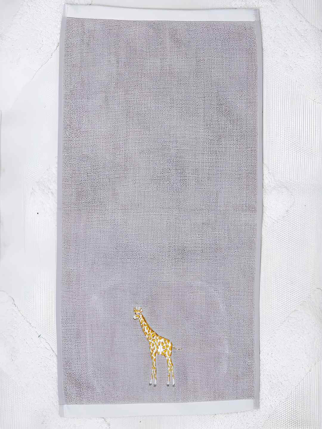 

CUTIE&BOO Grey & Yellow Embroidered 550 GSM Pure Cotton Hand Towel