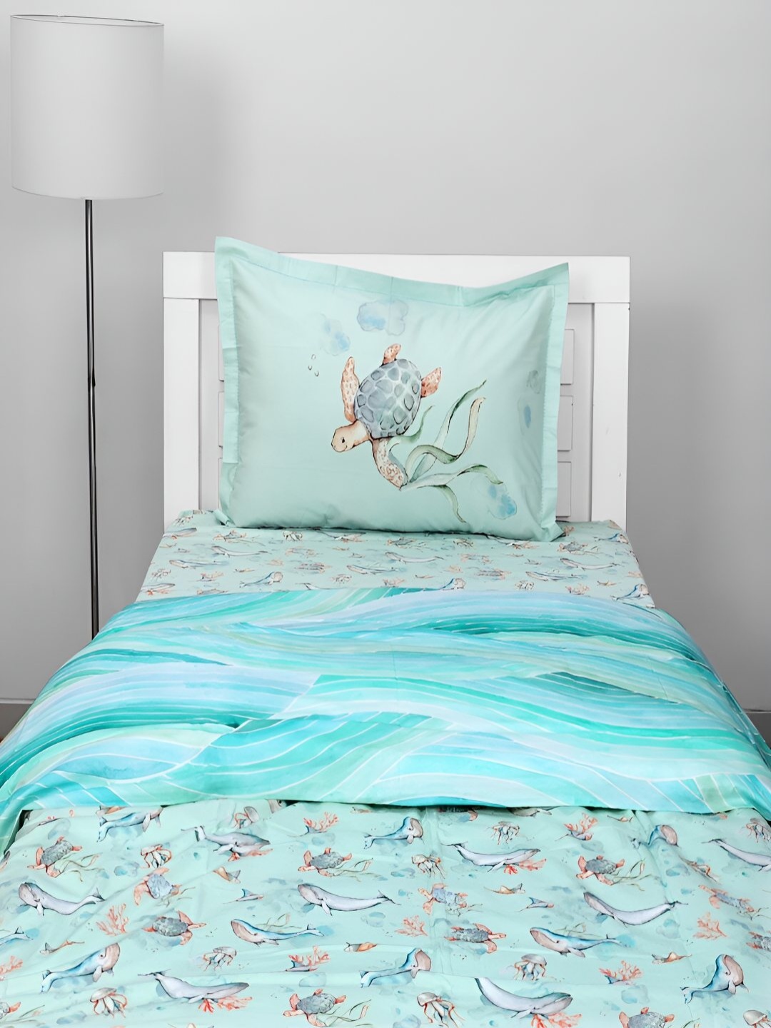 

CUTIE&BOO Blue Printed Cotton Single Duvet