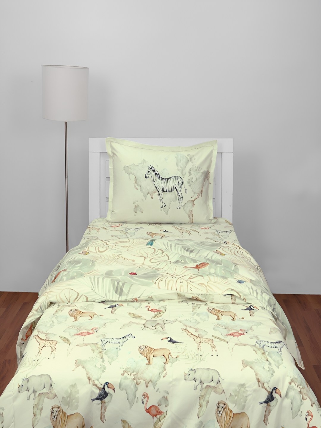 

CUTIE&BOO Green Animal Printed Pure Cotton Single Duvet Cover