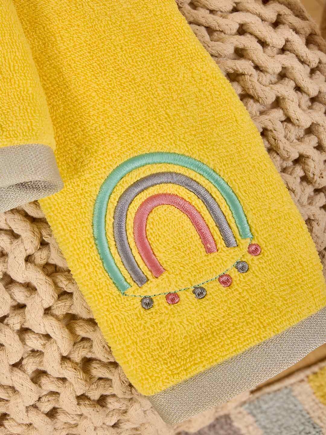 

CUTIE&BOO Yellow & Red 3 Piece Cotton 550 GSM Towel Set