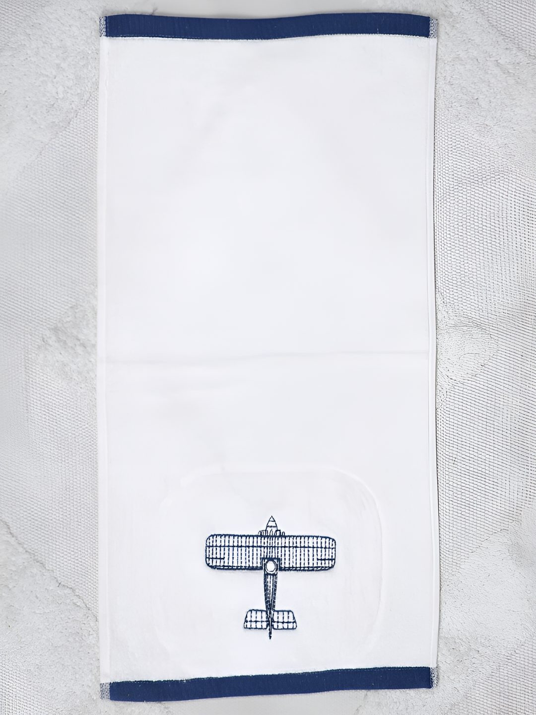 

CUTIE&BOO White & Blue Embroidered 550 GSM Cotton Hand Towel