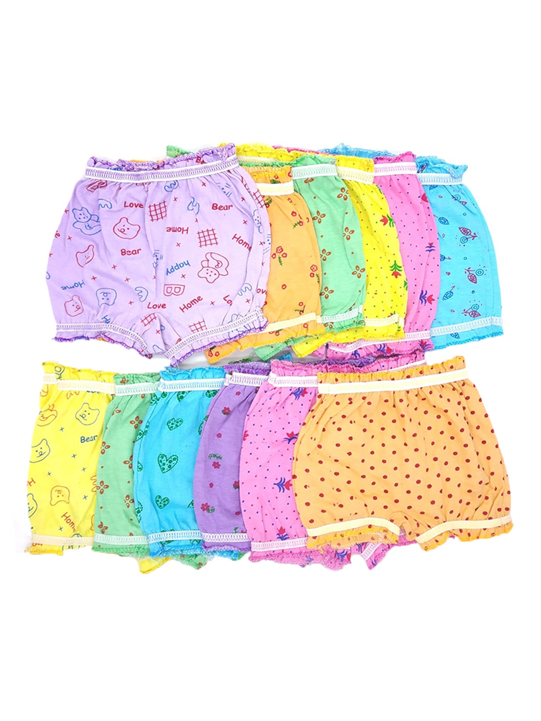 BAESD Kids Pack Of 12 Printed Pure Cotton Basic Briefs, Pink