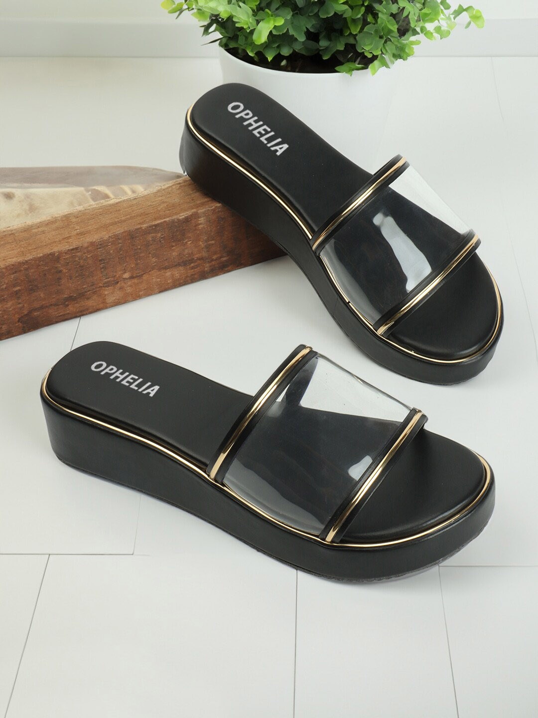 

OPHELIA No Back Strap Open Toe Flats, Black