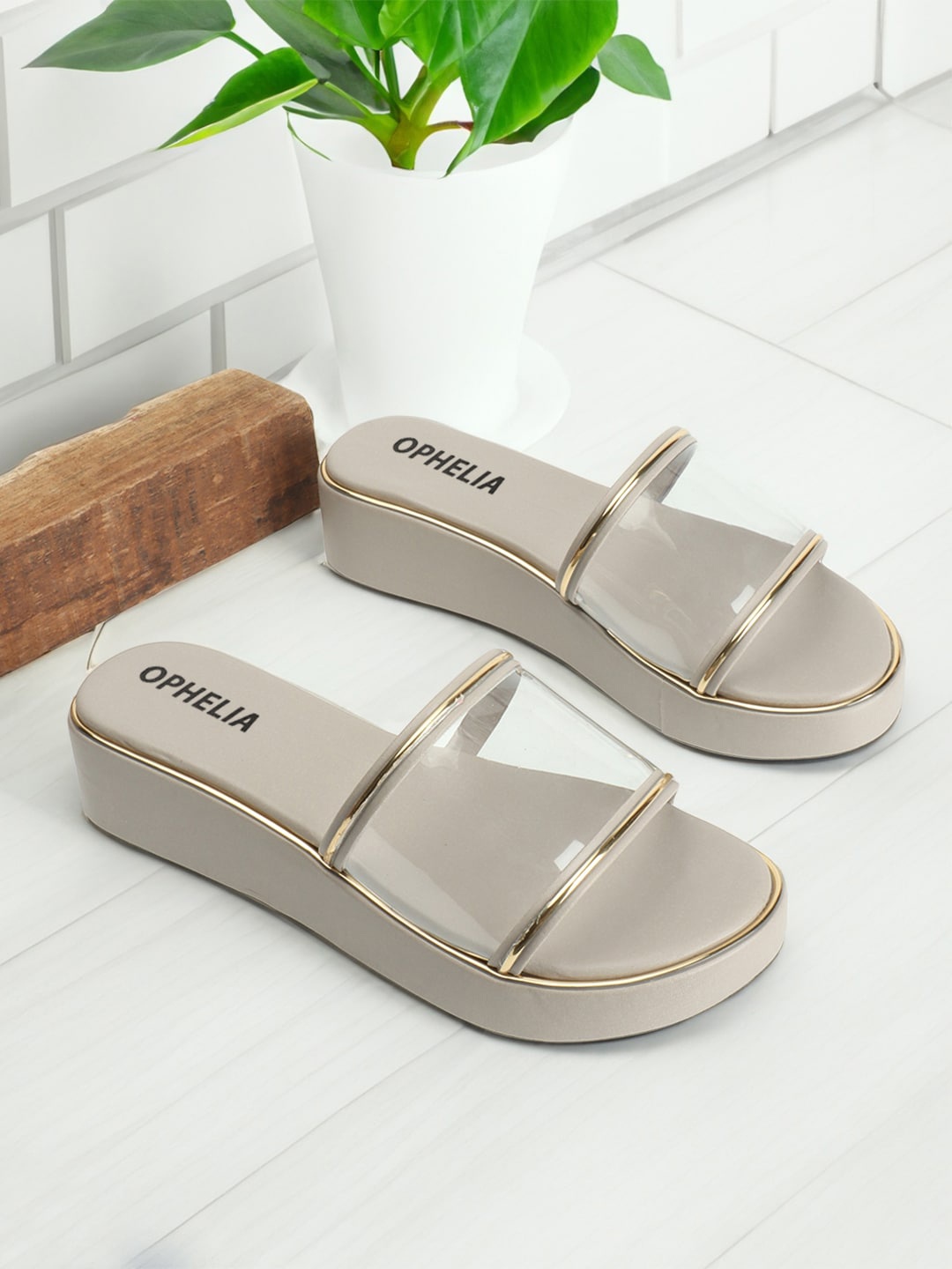 

OPHELIA No Back Strap Open Toe Flats, Grey