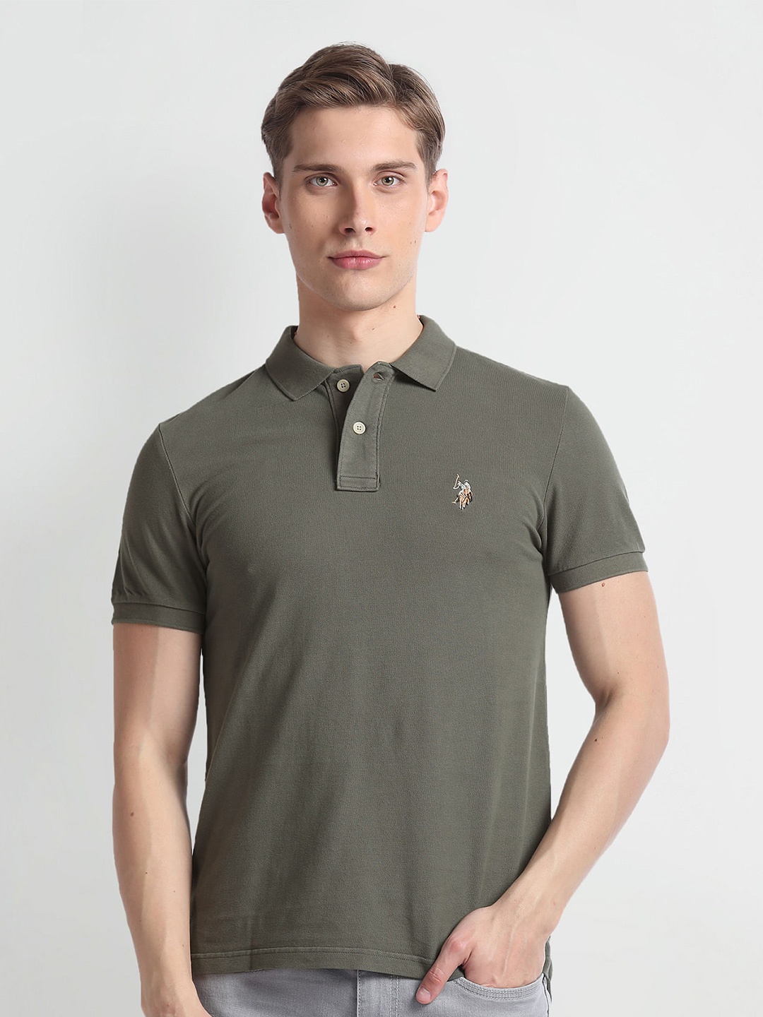 

U.S. Polo Assn. Denim Co. Polo Collar Cotton Slim Fit T-shirt, Green