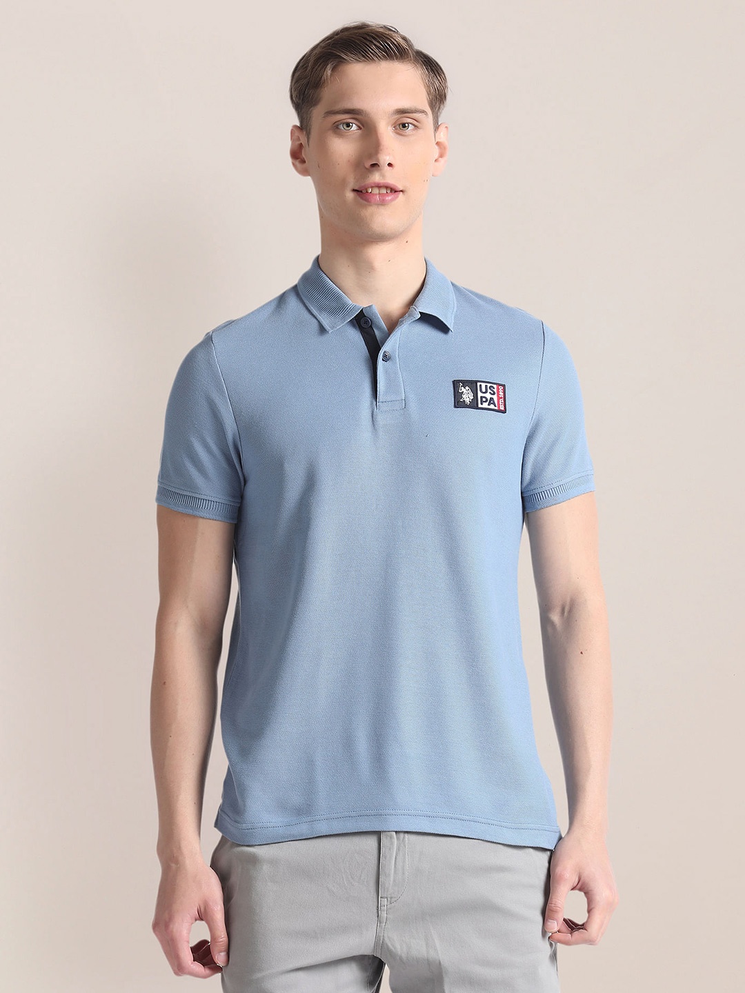 

U.S. Polo Assn. Denim Co. Polo Collar Shot Sleeves Cotton Slim Fit T-shirt, Blue