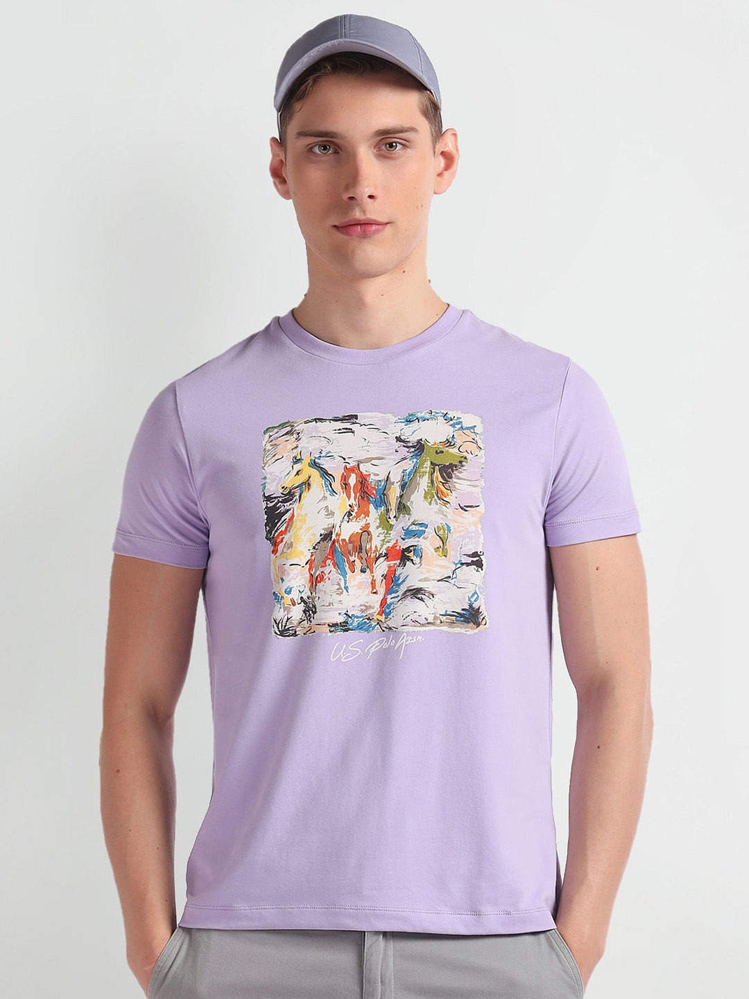 

U.S. Polo Assn. Denim Co. Printed Crew Neck Slim Fit T-shirt, Purple