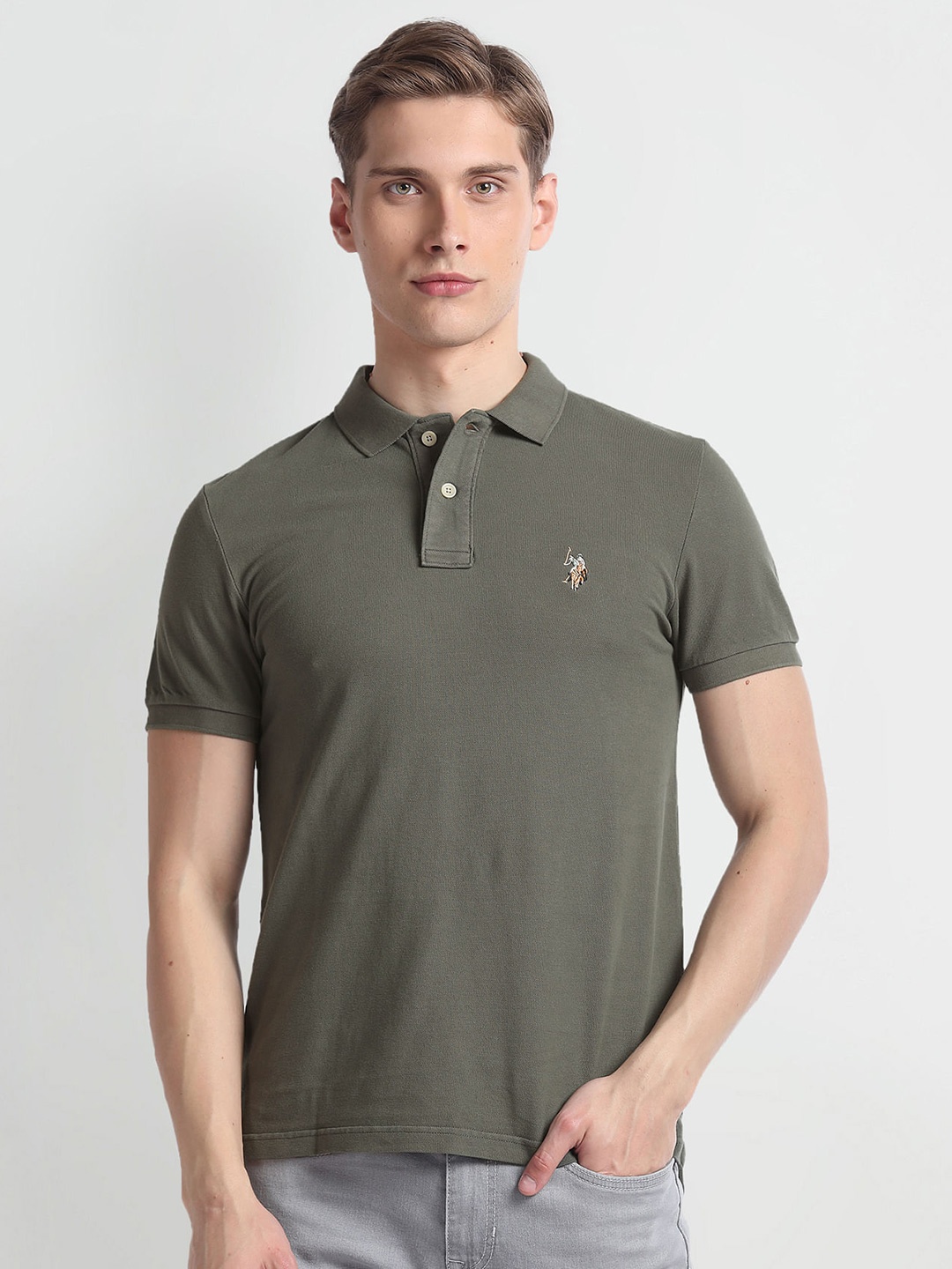

U.S. Polo Assn. Denim Co. Polo Collar Short Sleeves Slim Fit T-shirt, Green