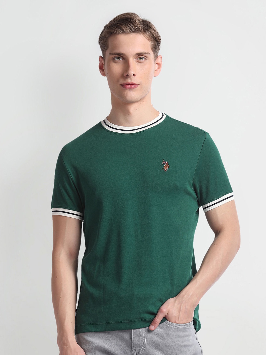 

U.S. Polo Assn. Denim Co. Crew Neck Short Sleeves Slim Fit T-shirt, Green