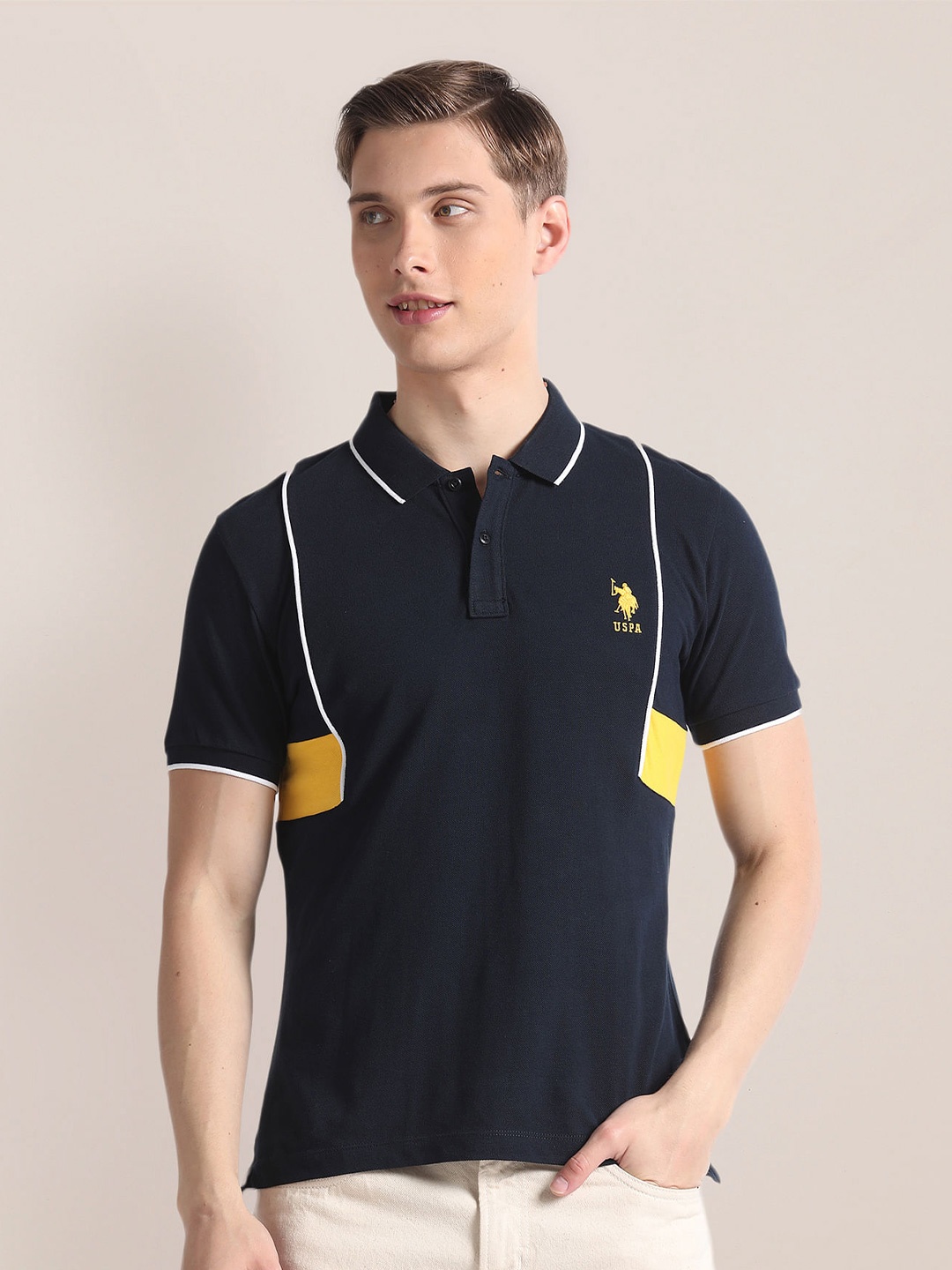 

U.S. Polo Assn. Polo Collar Slim Fit Pure Cotton T-shirt, Blue