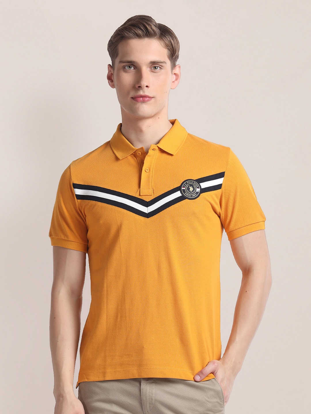 

U.S. Polo Assn. Polo Collar Short Sleeves Slim Fit T-shirt, Yellow