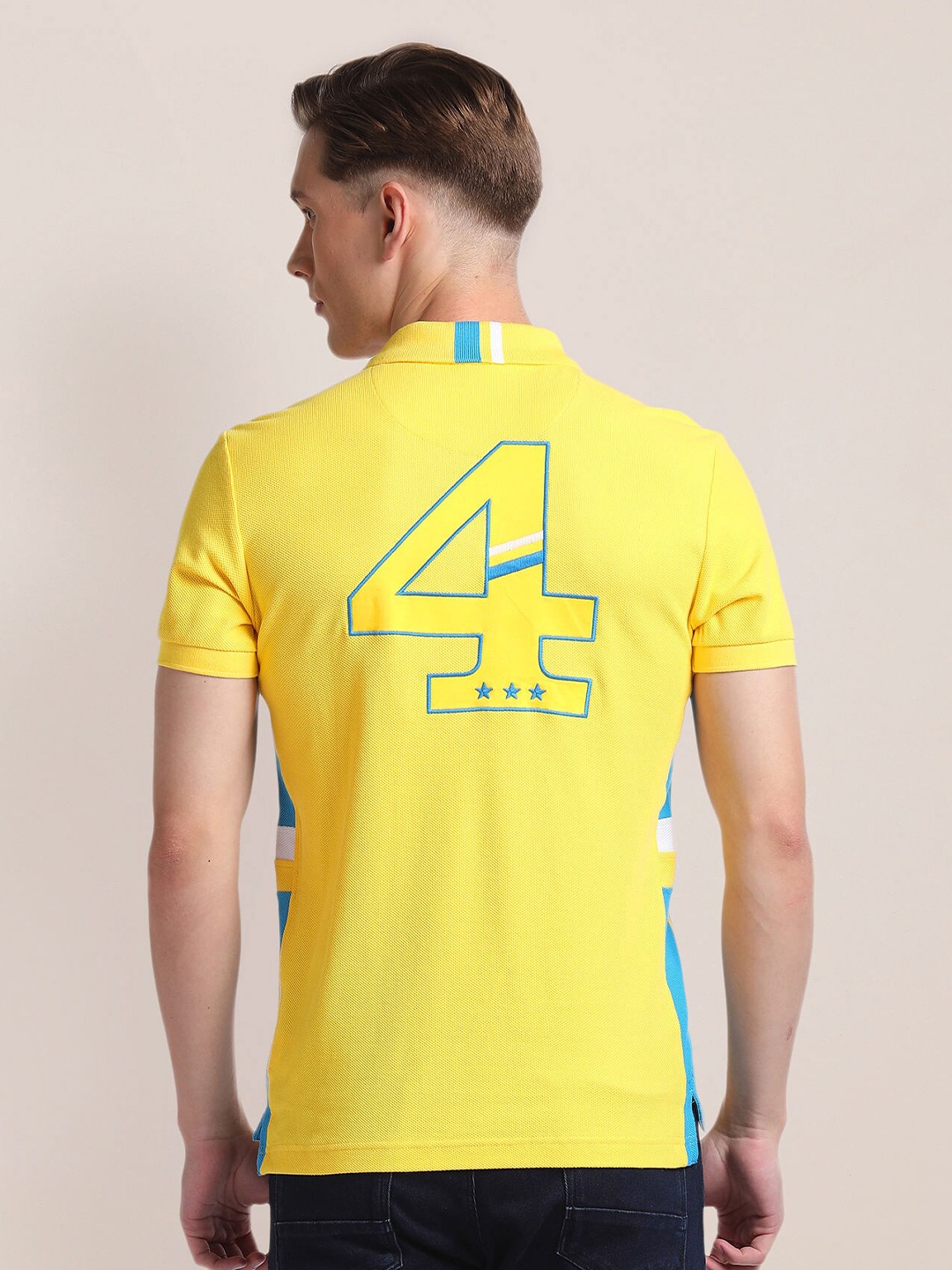

U.S. Polo Assn. Typography Embroidered Slim Fit Pure Cotton T-shirt, Yellow