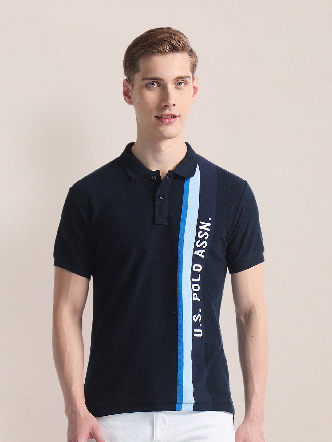 

U.S. Polo Assn. Typography Polo Collar short Sleeves Slim Fit T-shirt, Blue