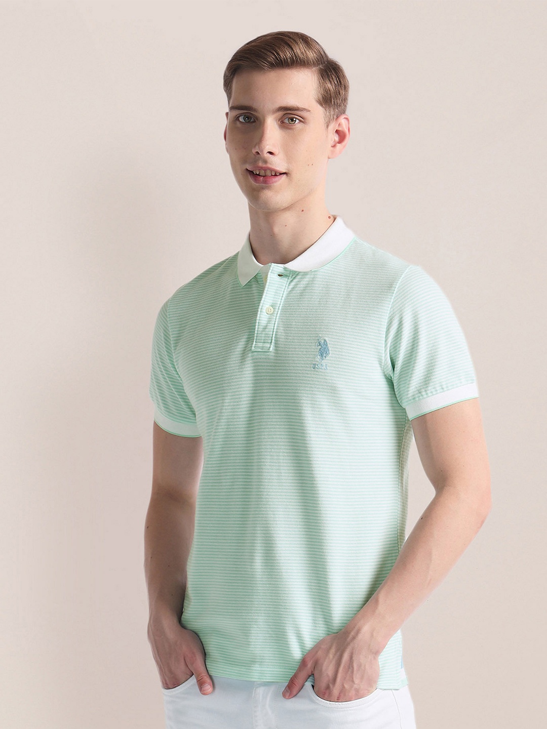 

U.S. Polo Assn. Henley Neck Cotton Slim Fit T-shirt, Green