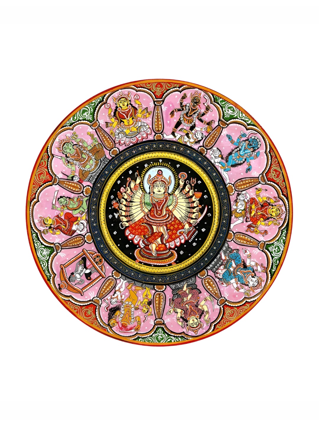 REAL ART Pink & Red 3 Pieces Spiritual Painted Ceramic Hanging Wall Plates