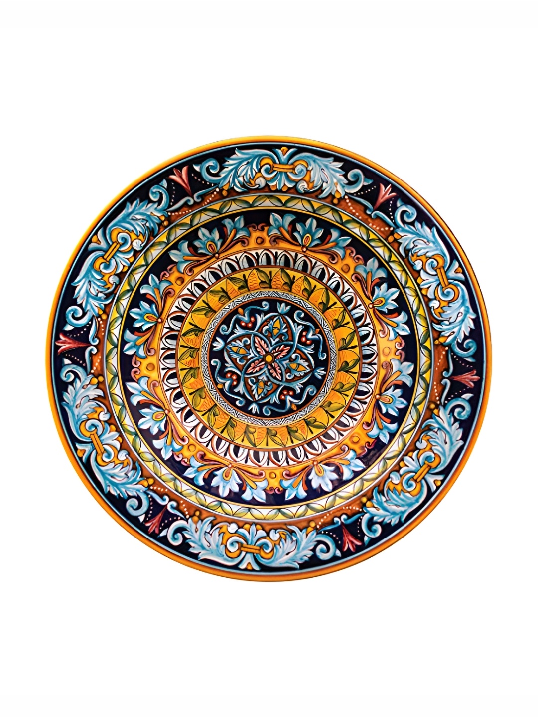 

REAL ART Yellow & Blue 3 Pieces Floral Painted Ceramic Hanging Wall Plates