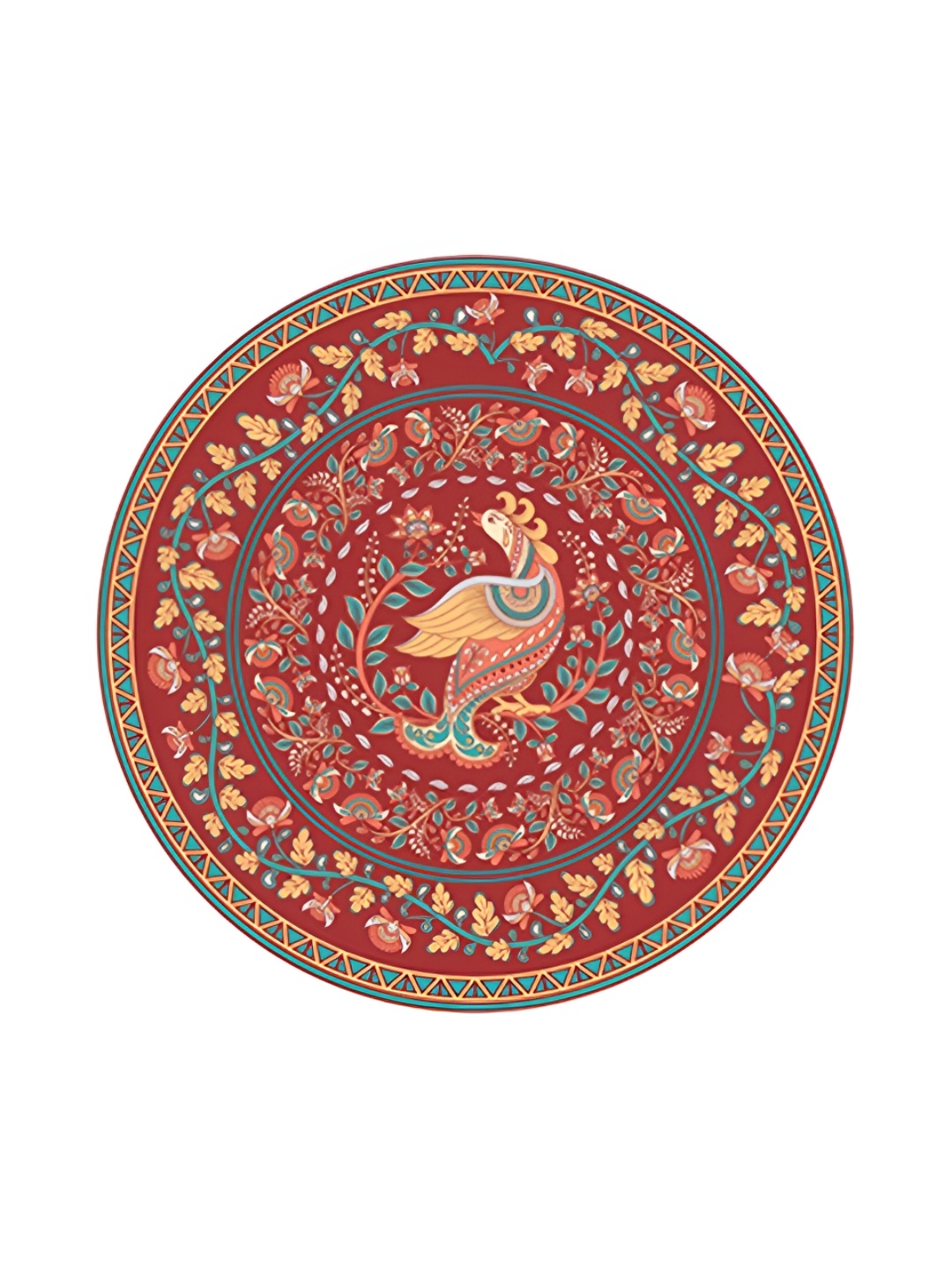 

REAL ART Red & Yellow Floral Painted Ceramic Hanging Wall Plate