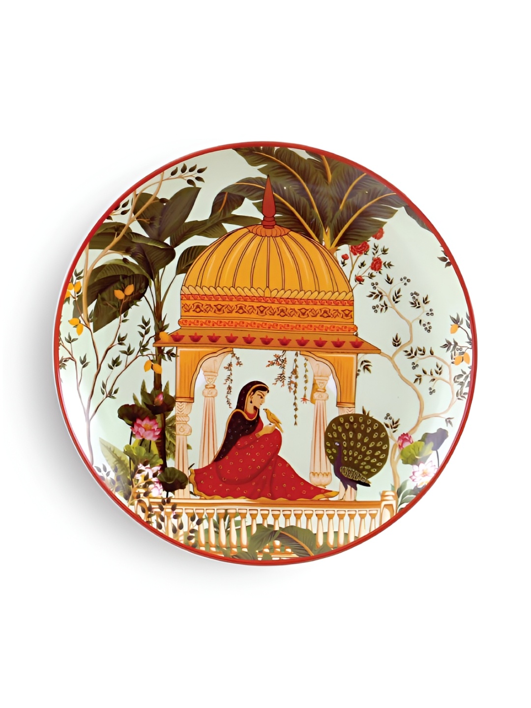 

REAL ART Yellow & Red 3 Pieces King & Queen Painted Ceramic Hanging Wall Plates