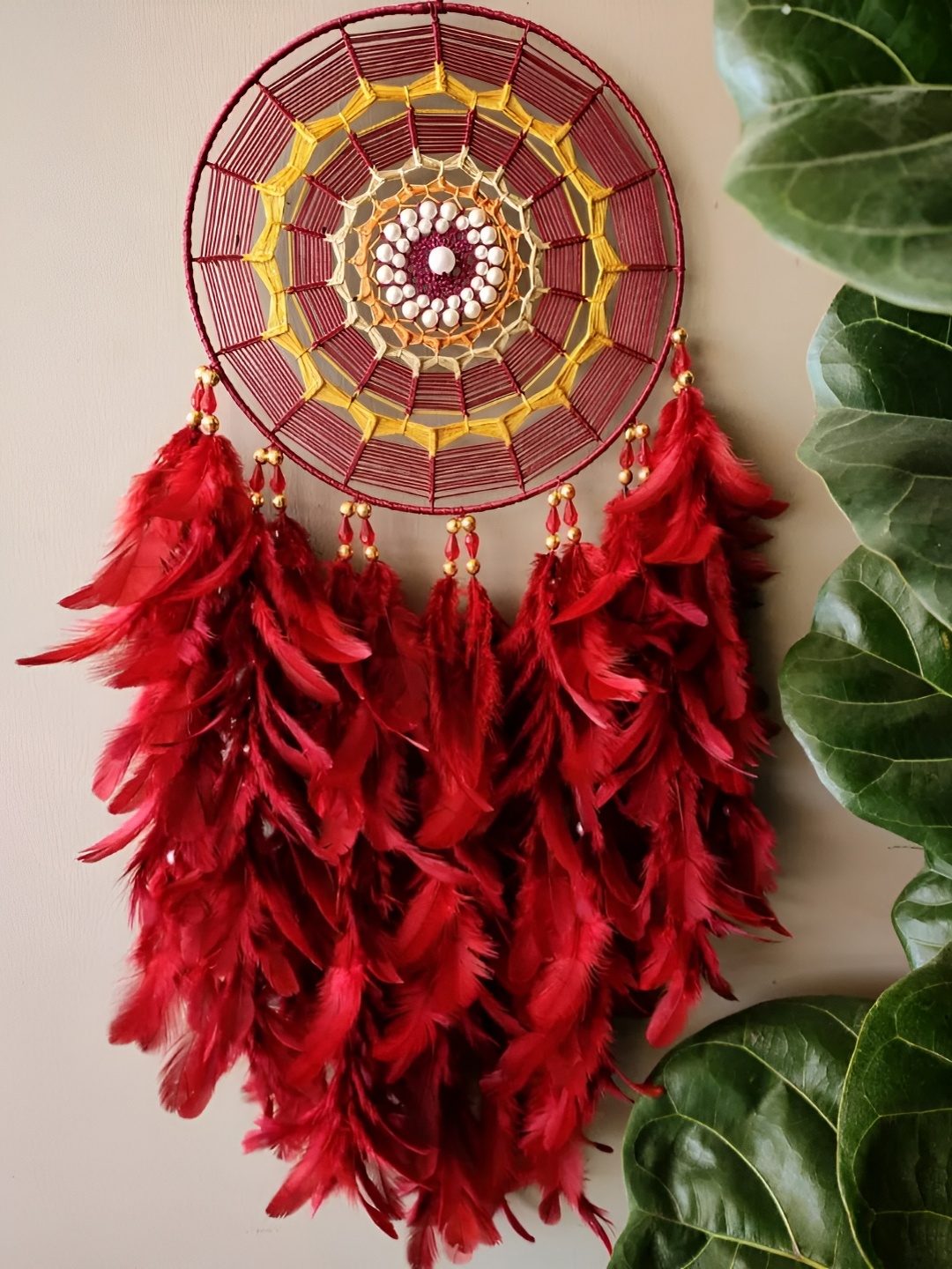 

UVID ART AND CRAFT SUPPLIES Red & Yellow Feathers Hanging Windchimes