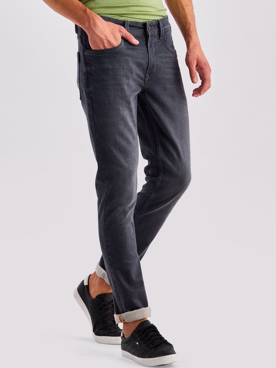 

DAGERRFLY Men Slim Fit Clean Look Light Fade Stretchable Jeans, Grey