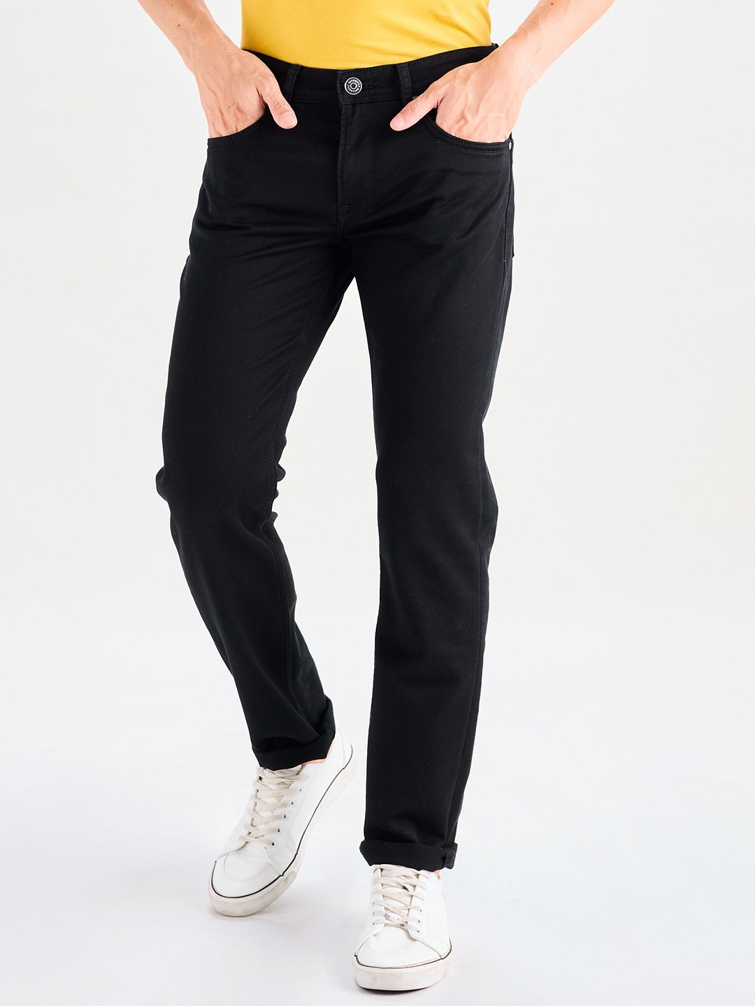 

DAGERRFLY Men Straight Fit Clean Look Stretchable Jeans, Black