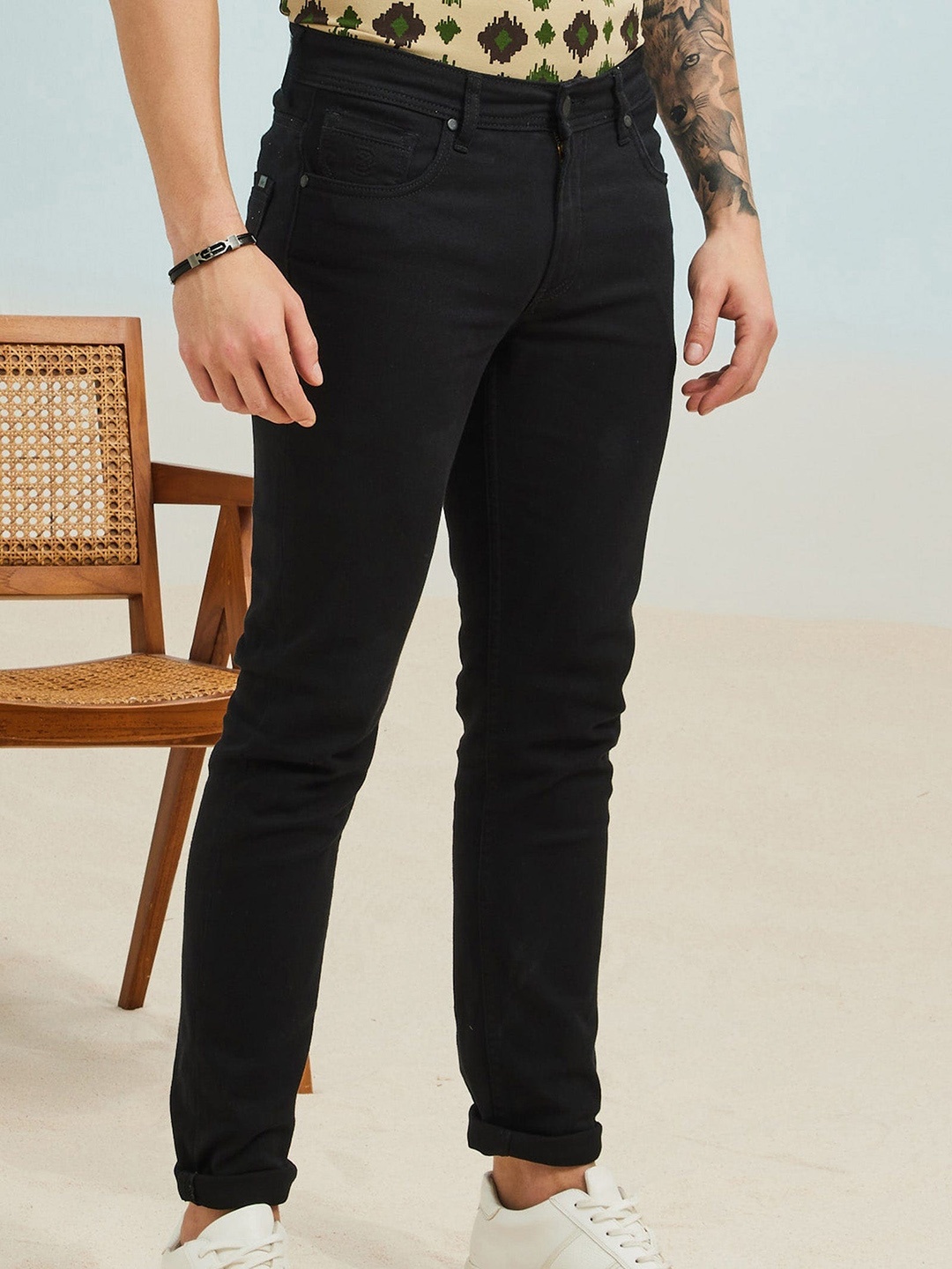 

DAGERRFLY Men Slim Fit Mid Rise Stretchable Jeans, Black
