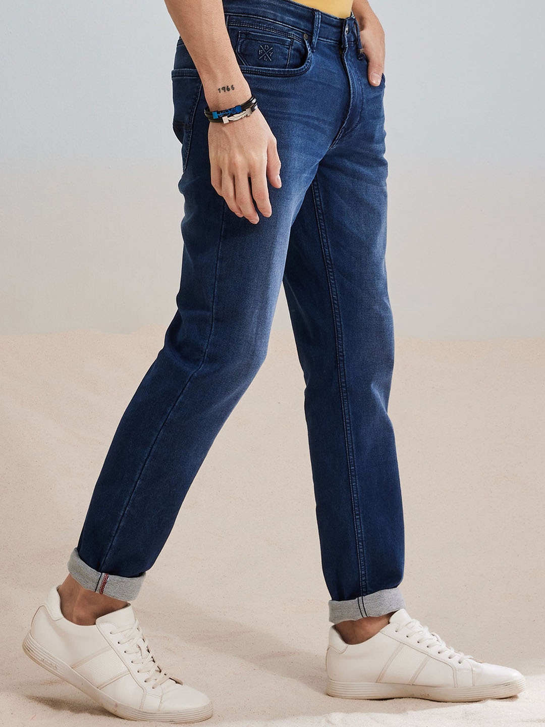 

DAGERRFLY Men Mid-Rise Slim Fit Light Fade Stretchable Jeans, Blue