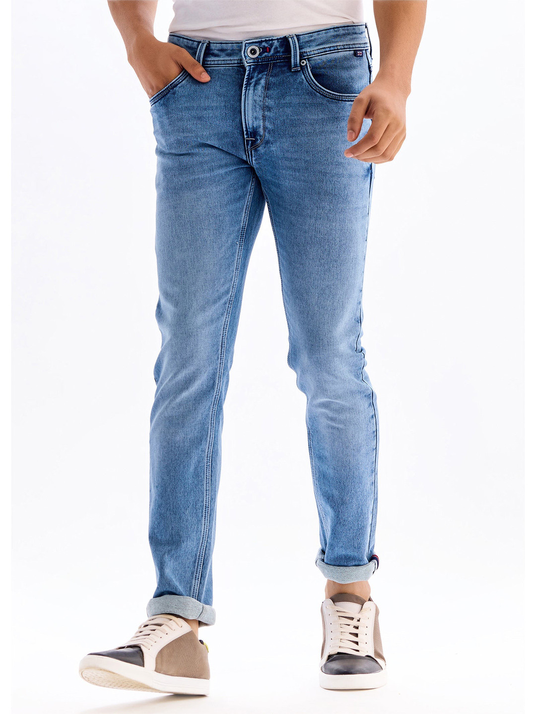 

DAGERRFLY Men Slim Fit Low Distress Heavy Fade Stretchable Jeans, Blue