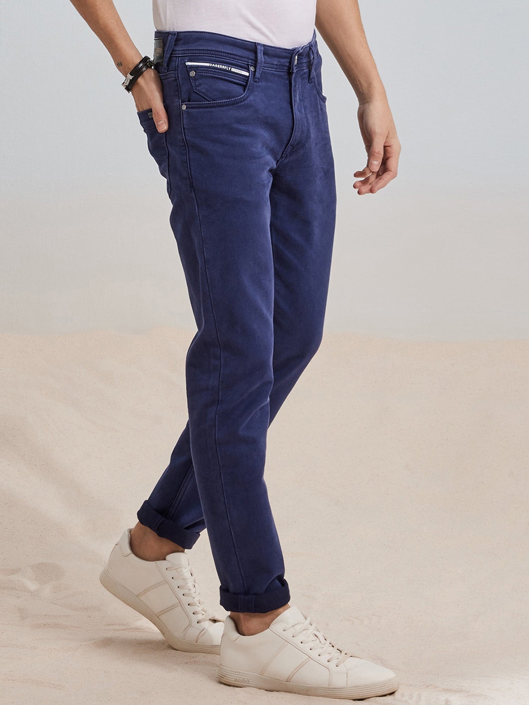 

DAGERRFLY Men Mid Rise Slim Fit Stretchable Jeans, Navy blue