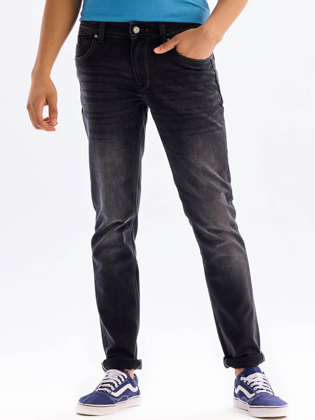 

DAGERRFLY Men Slim Fit Heavy Fade Stretchable Jeans, Black