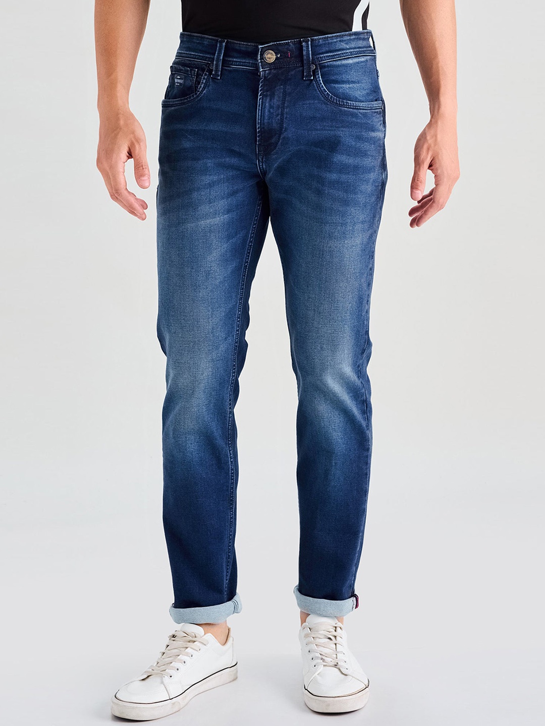 

DAGERRFLY Men Straight Fit Clean Look Heavy Fade Stretchable Jeans, Blue