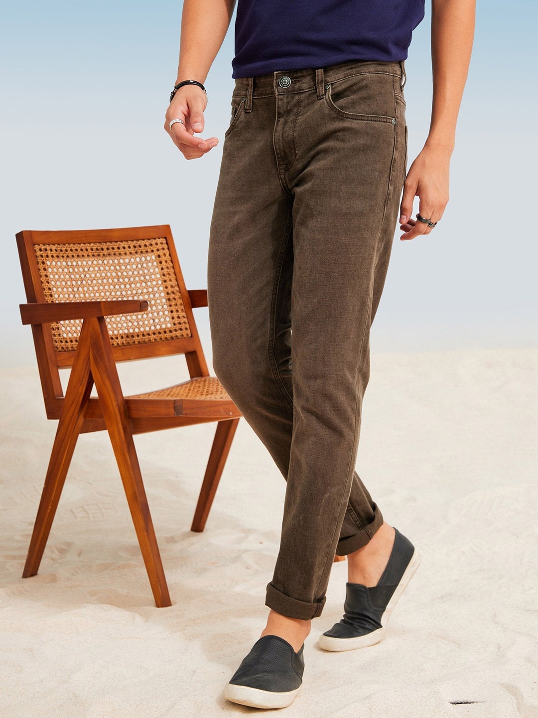 

DAGERRFLY Men Mid-Rise Slim Fit Stretchable Jeans, Olive