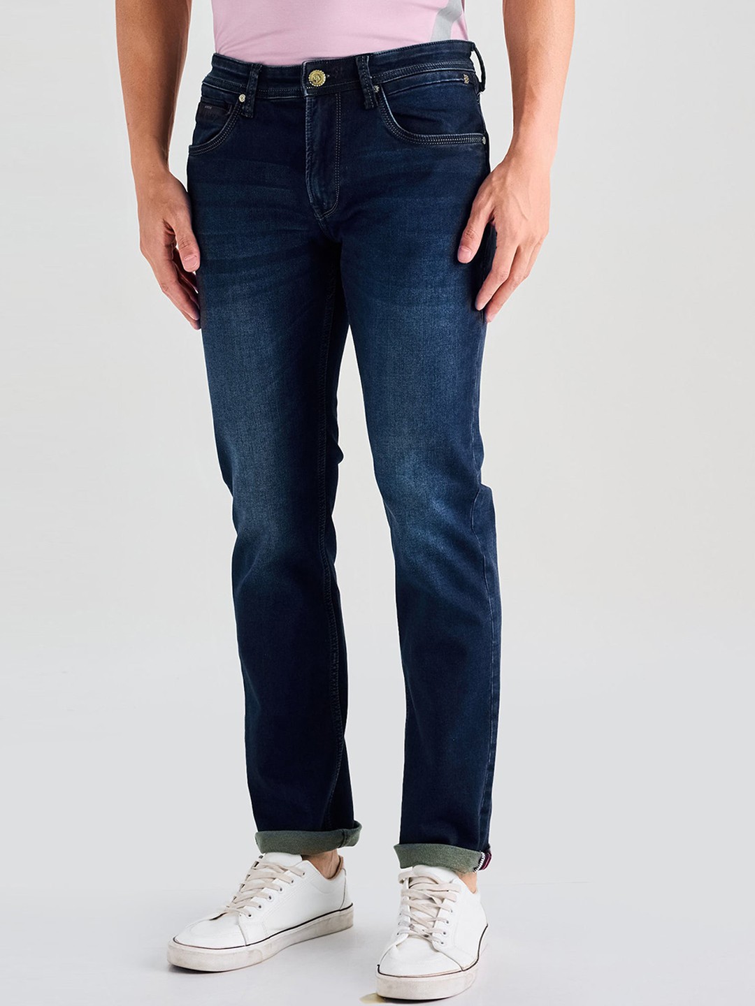 

DAGERRFLY Men Straight Fit Light Fade Stretchable Jeans, Navy blue