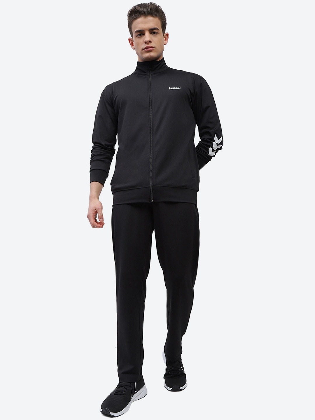 

hummel Mock Collar Sports Track Suit, Black