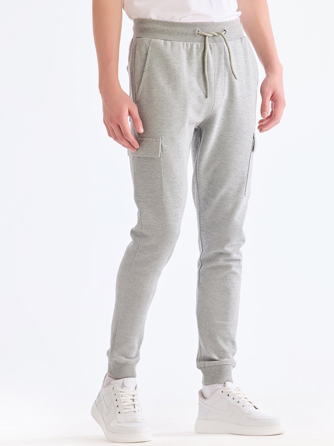 

Red Flame Men Pure Cotton Joggers, Grey