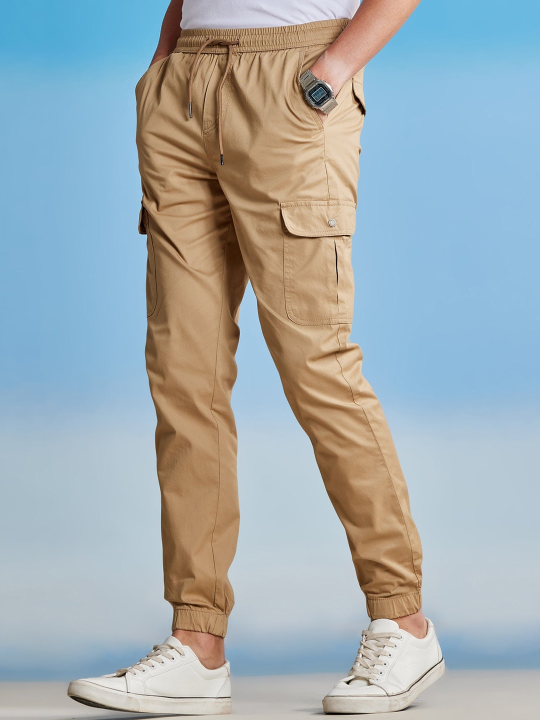 

Red Flame Men Stretchable Joggers, Khaki