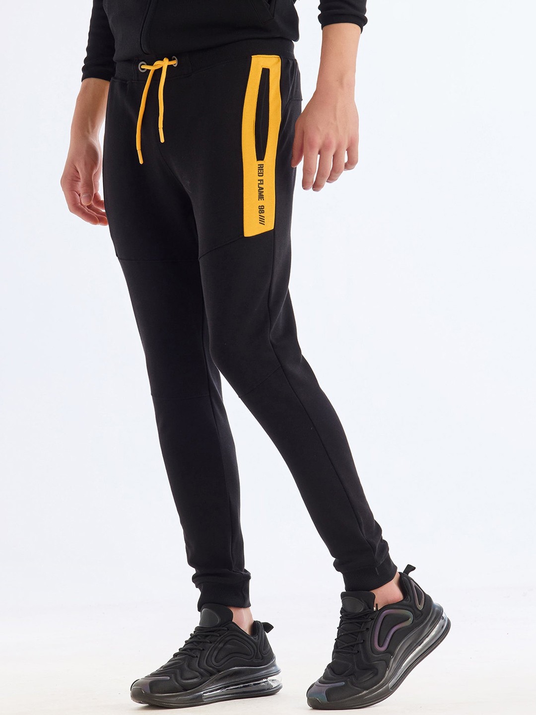 

Red Flame Men Mid-Rise Joggers, Black